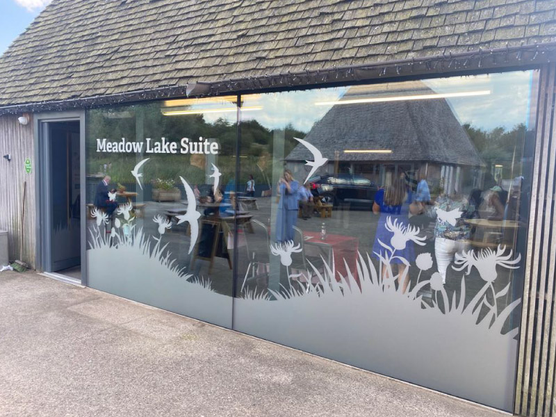 Impression printed and installed window graphics and visual branding to the Meadow Lake Suite at The Wildlife Trusts’ Brockholes Nature Reserve site in Preston, Lancashire