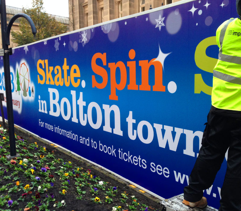 Design, print & installation of large format site hoardings, Bolton