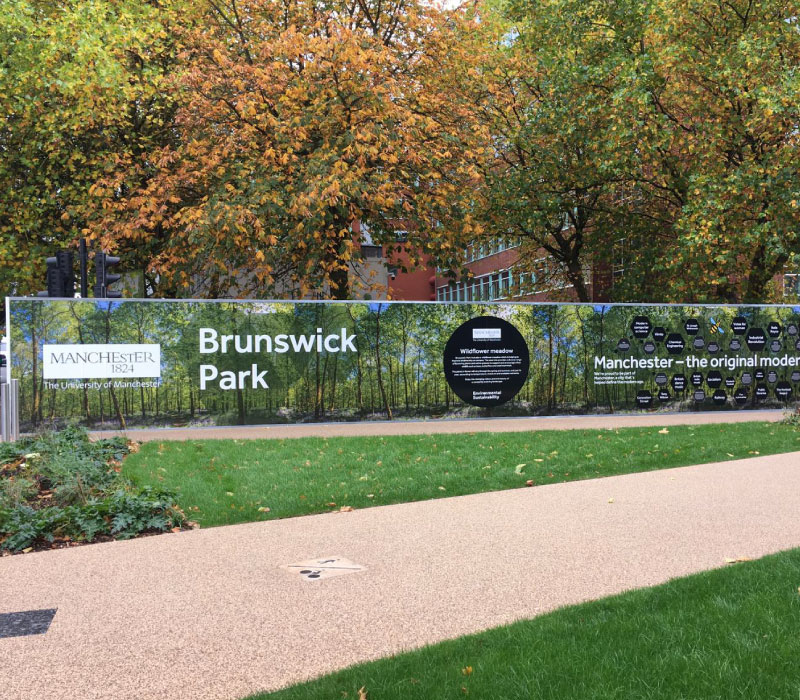 Print & installation of construction site hoarding for the University of Manchester