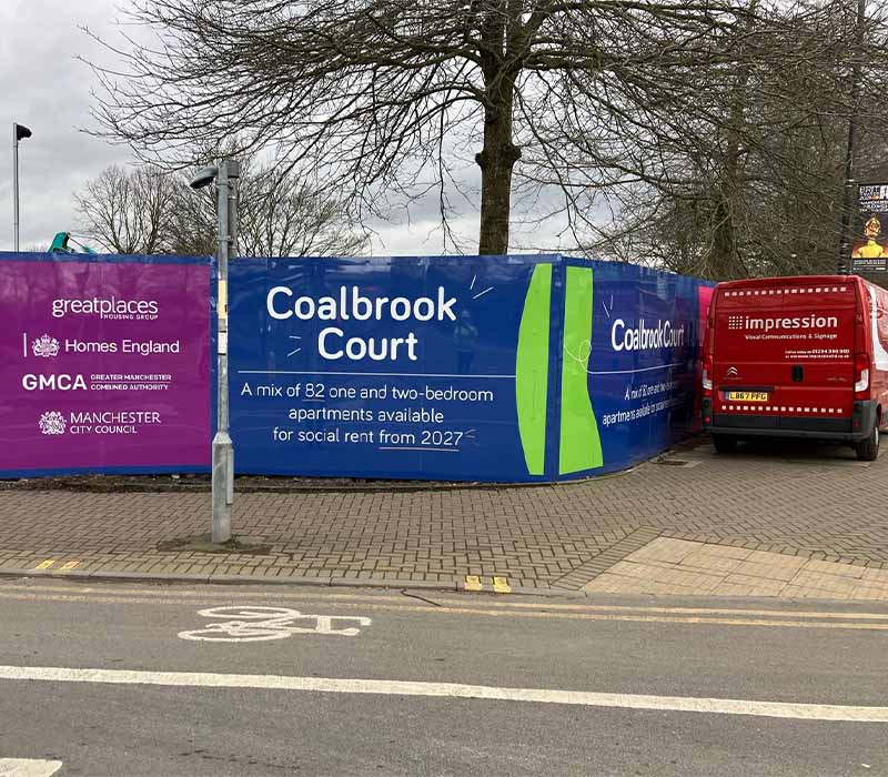 Site hoardings for Great Places Housing Group’s development in Beswick, East Manchester.