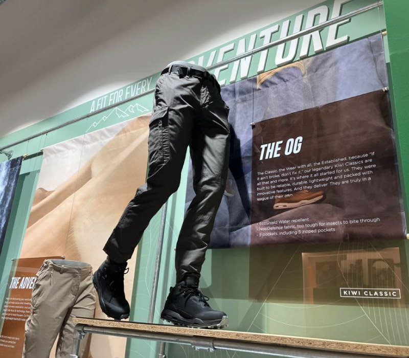 Photo of large retail display for craghoppers designed and printed by Craghoppers