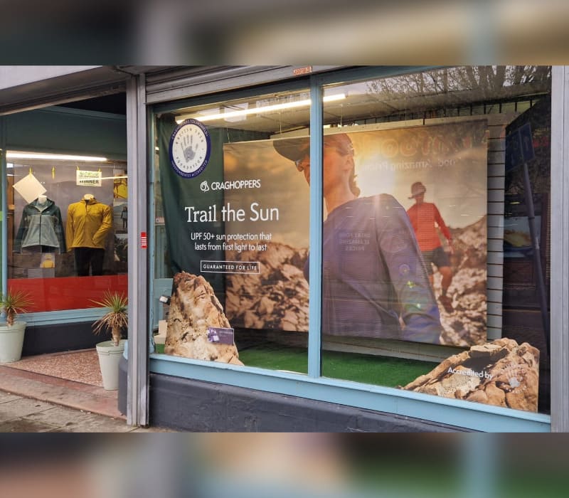 Impression installs eye-catching vinyl and large format retail graphics to create a striking retail store window display for Craghoppers.