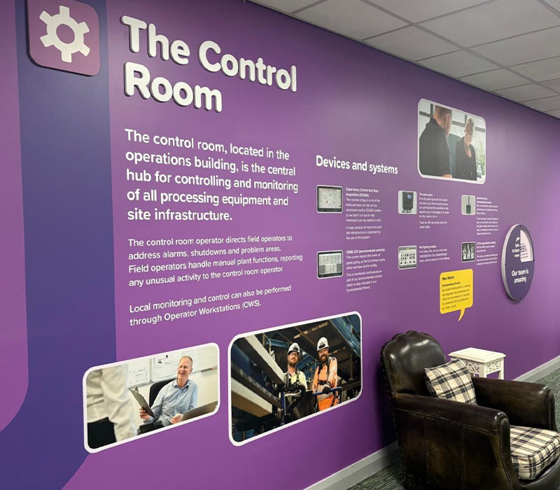 Large format wall display helping to educate and inform visitors at Lancashire County Council’s Eco Town exhibition