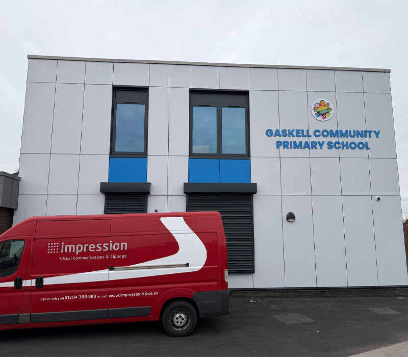 External lettering signage for Gaskell Community Primary School.