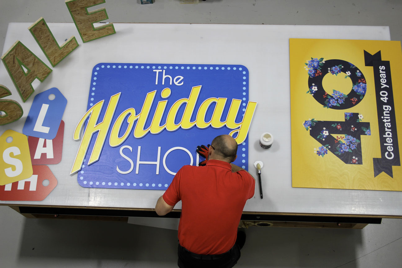 Large format 3D signage lettering for football retail client in Manchester store