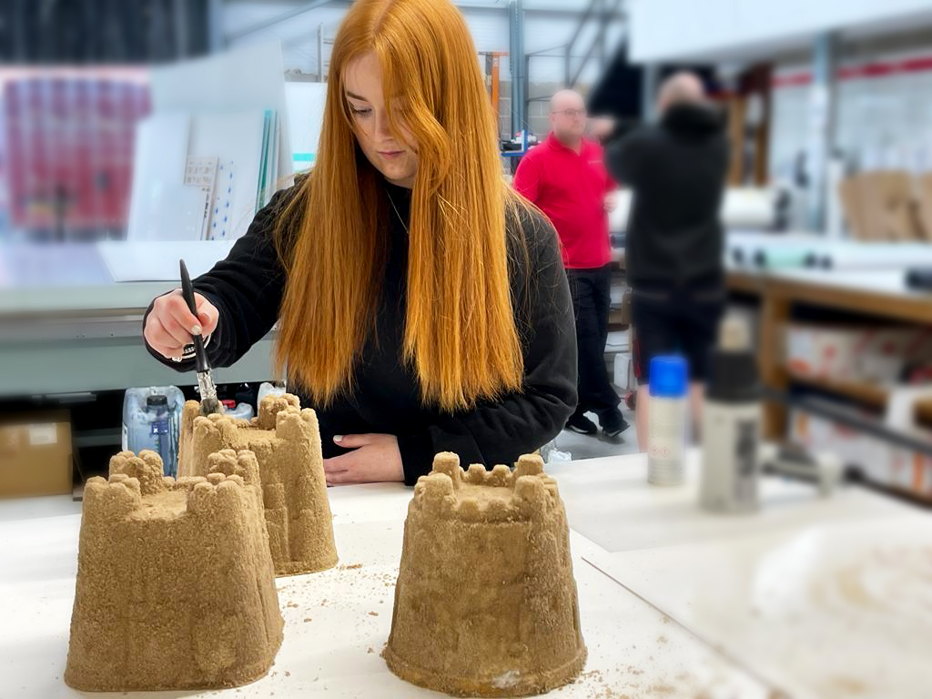 Unique sand castle retail display props for Manchester retailer’s campaign